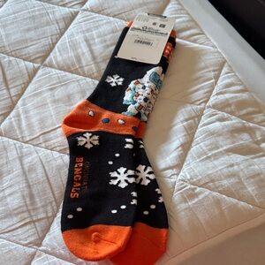 Cincinnati Bengals - holiday socks For Bare Feet Black and Orange Snowman Socks